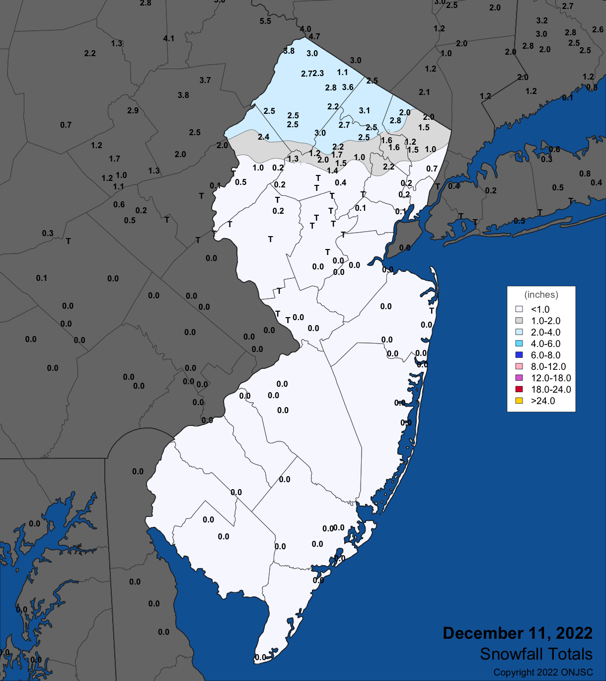 Figure 3. Snowfall on December 11th. Observations are from CoCoRaHS, NWS Cooperative Observer, and NWS trained spotter reports. Snowfall on December 11th. Observations are from CoCoRaHS, NWS Cooperative Observer, and NWS trained spotter reports.